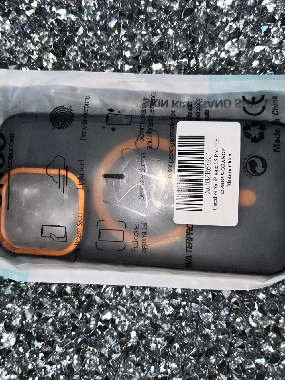 iPhone 15 pro MagSafe Compatible Phone Case - Black with Orange Accents